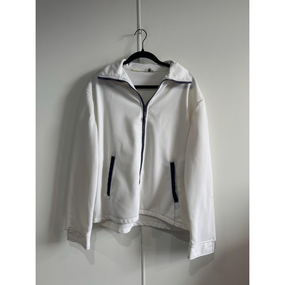 Vintage‎ Kmart Double Knit Jacket Mens Large White Full Zip Stand Collar 70s